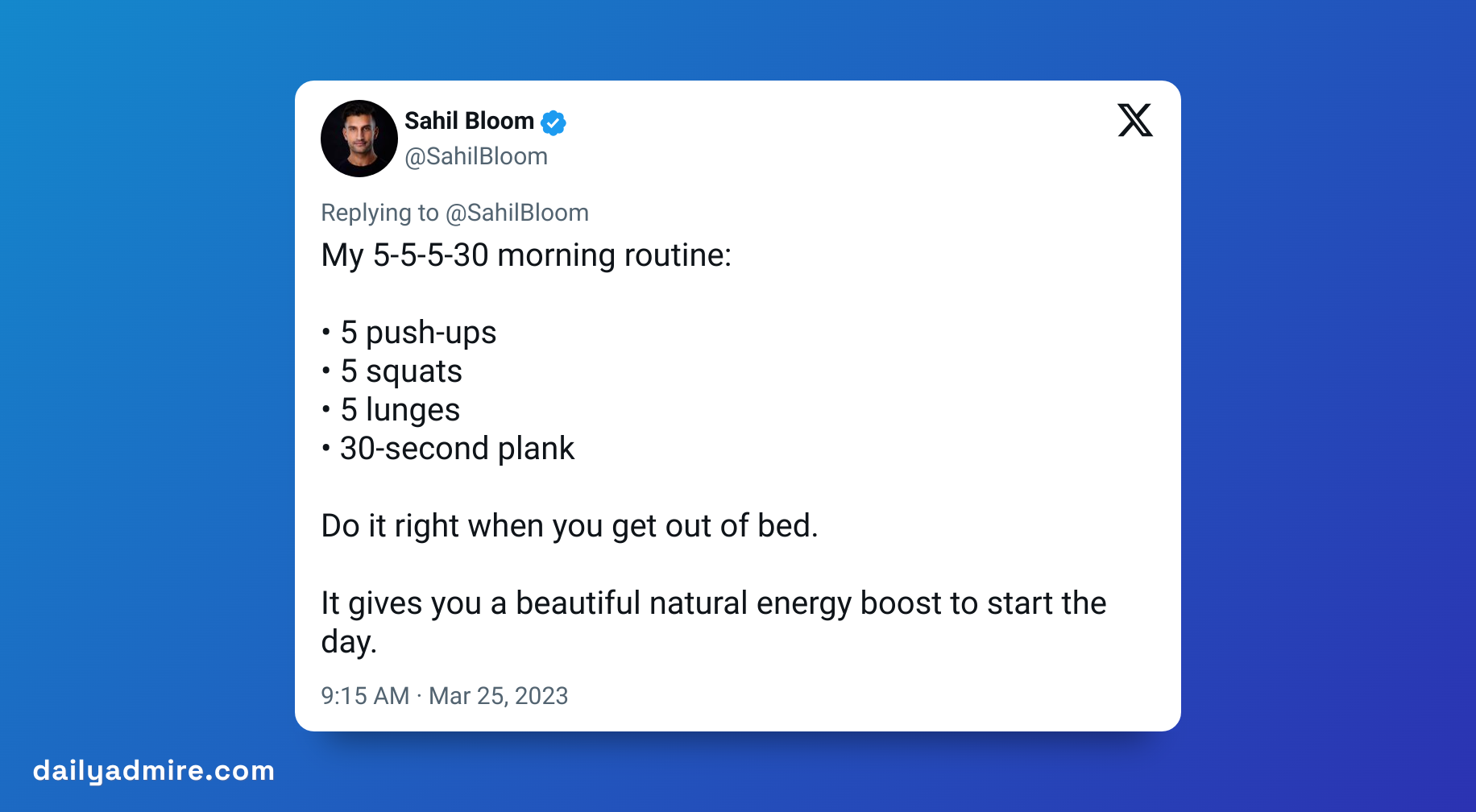 Sahil Bloom's 5-5-5-30 morning routine